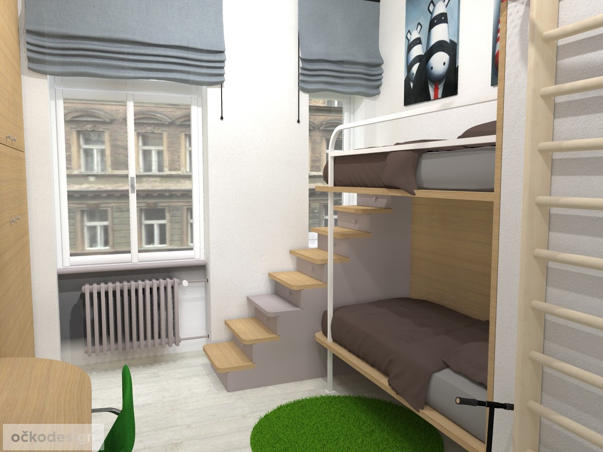 originální dětský pokoj, pro dvě děti, 3D návrhy interiérů, jak zařídit dětský, dětské pokoje