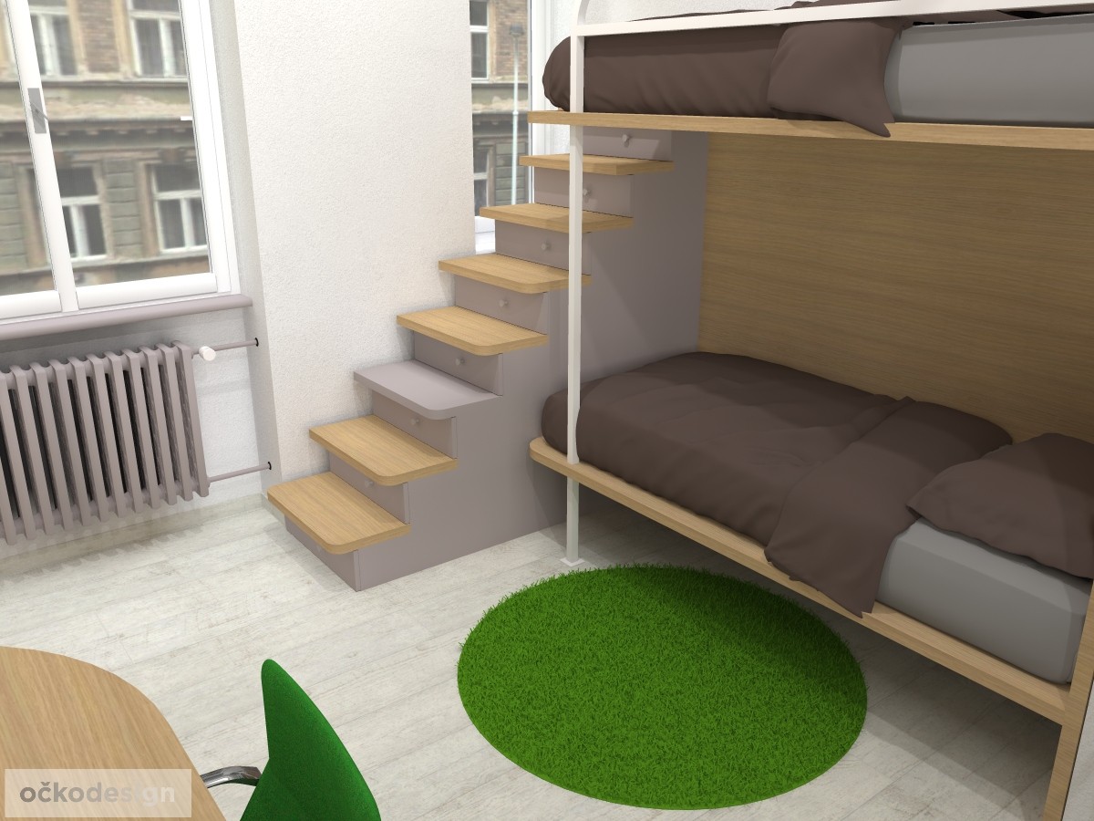originální dětský pokoj, pro dvě děti, 3D návrhy interiérů, jak zařídit dětský, dětské pokoje