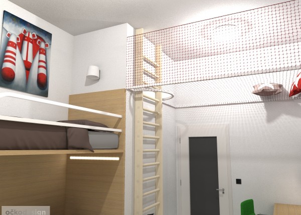 originální dětský pokoj, pro dvě děti, 3D návrhy interiérů, jak zařídit dětský, dětské pokoje, patrové postele