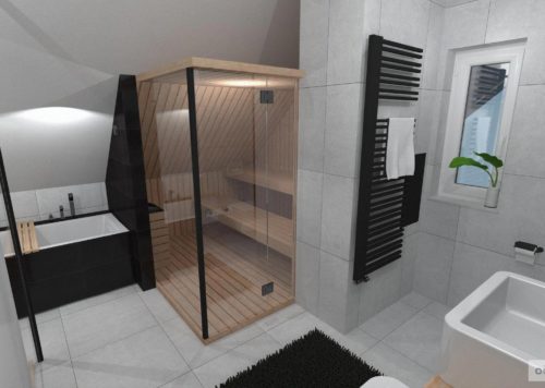 Dřevo v koupelně, šedá koupelna, interiérový design, černobílá koupelna, návrhy koupelen